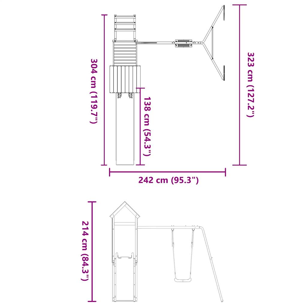 vidaXL Outdoor Playset Impregnated Wood Pine - Brown - 32646