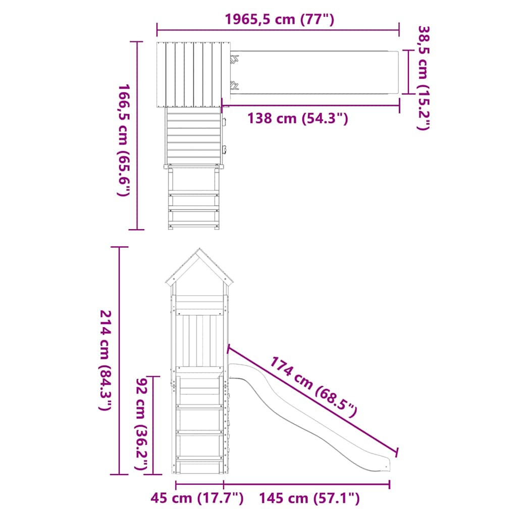vidaXL Outdoor Playset Solid Wood Douglas - Brown - 32675