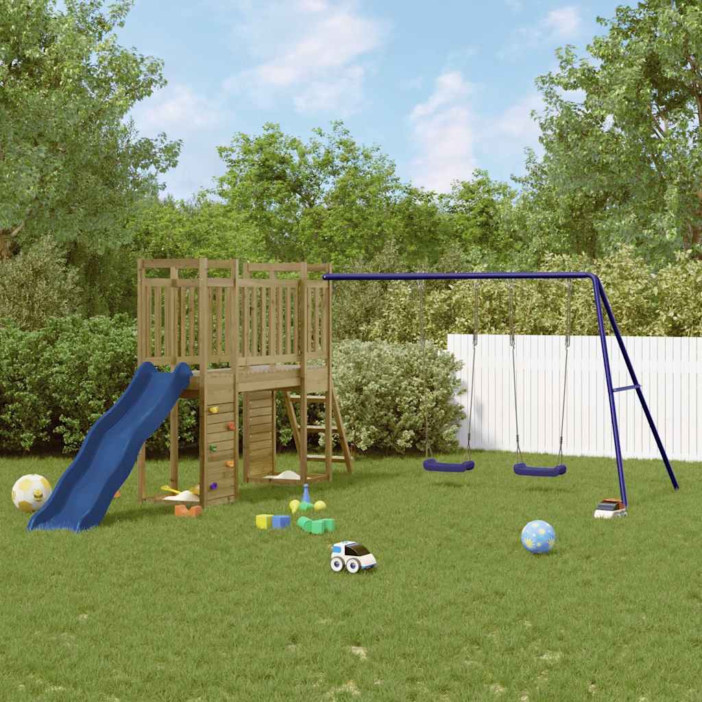 vidaXL Outdoor Playset | Pinewood | Vacuum pressure treated | Large | Durable - Brown