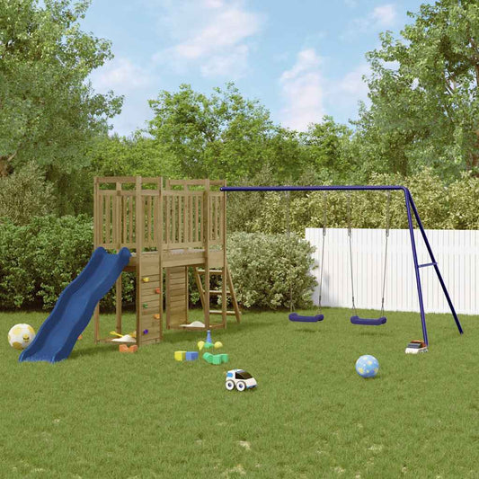 vidaXL Outdoor Playset | Pinewood | Vacuum pressure treated | Large | Durable - Brown