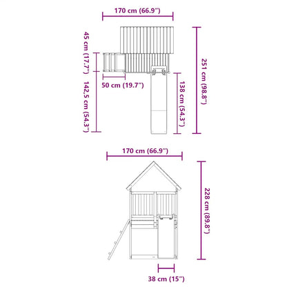 vidaXL Outdoor Playset Solid Wood Pine - Brown - 32854