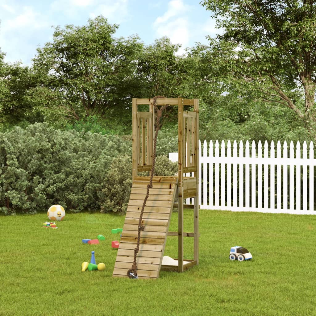 vidaXL Playhouse with Climbing Wall Impregnated Wood Pine - Brown - 32927