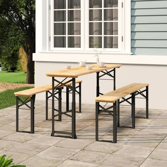 vidaXL Folding Beer Table 170x50x75/105 cm Solid Wood Fir - Brown