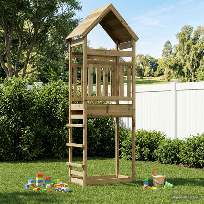 vidaXL Outdoor Play Tower Natural Solid Impregnated Pinewood - Brown - 53 x 85 x 264 cm