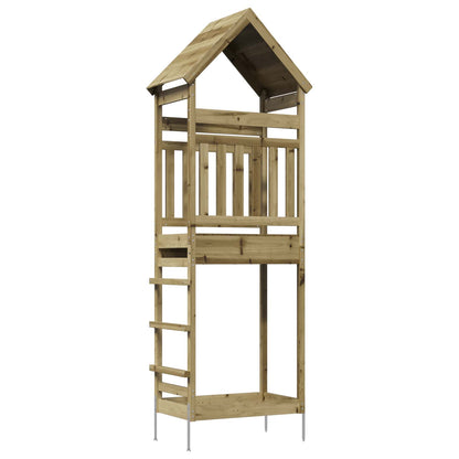 vidaXL Outdoor Play Tower Natural Solid Impregnated Pinewood - Brown - 53 x 85 x 264 cm