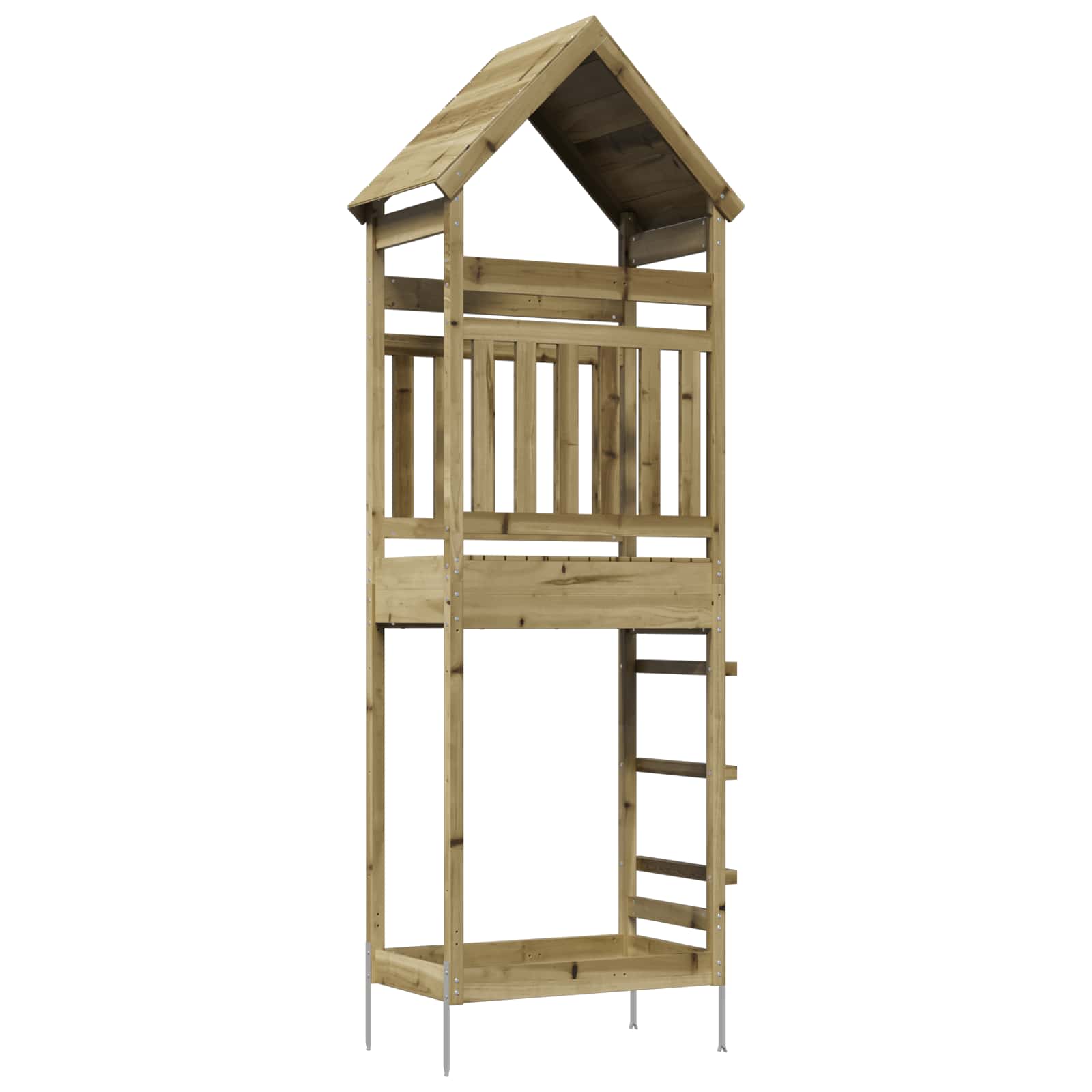 vidaXL Outdoor Play Tower Natural Solid Impregnated Pinewood - Brown - 53 x 85 x 264 cm