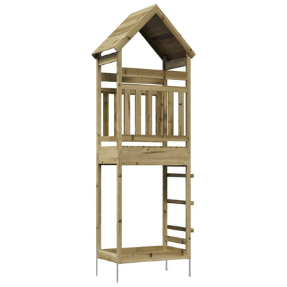 vidaXL Outdoor Play Tower Natural Solid Impregnated Pinewood - Brown - 53 x 85 x 264 cm