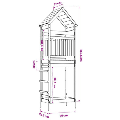 vidaXL Outdoor Play Tower Natural Solid Impregnated Pinewood - Brown - 53 x 85 x 264 cm