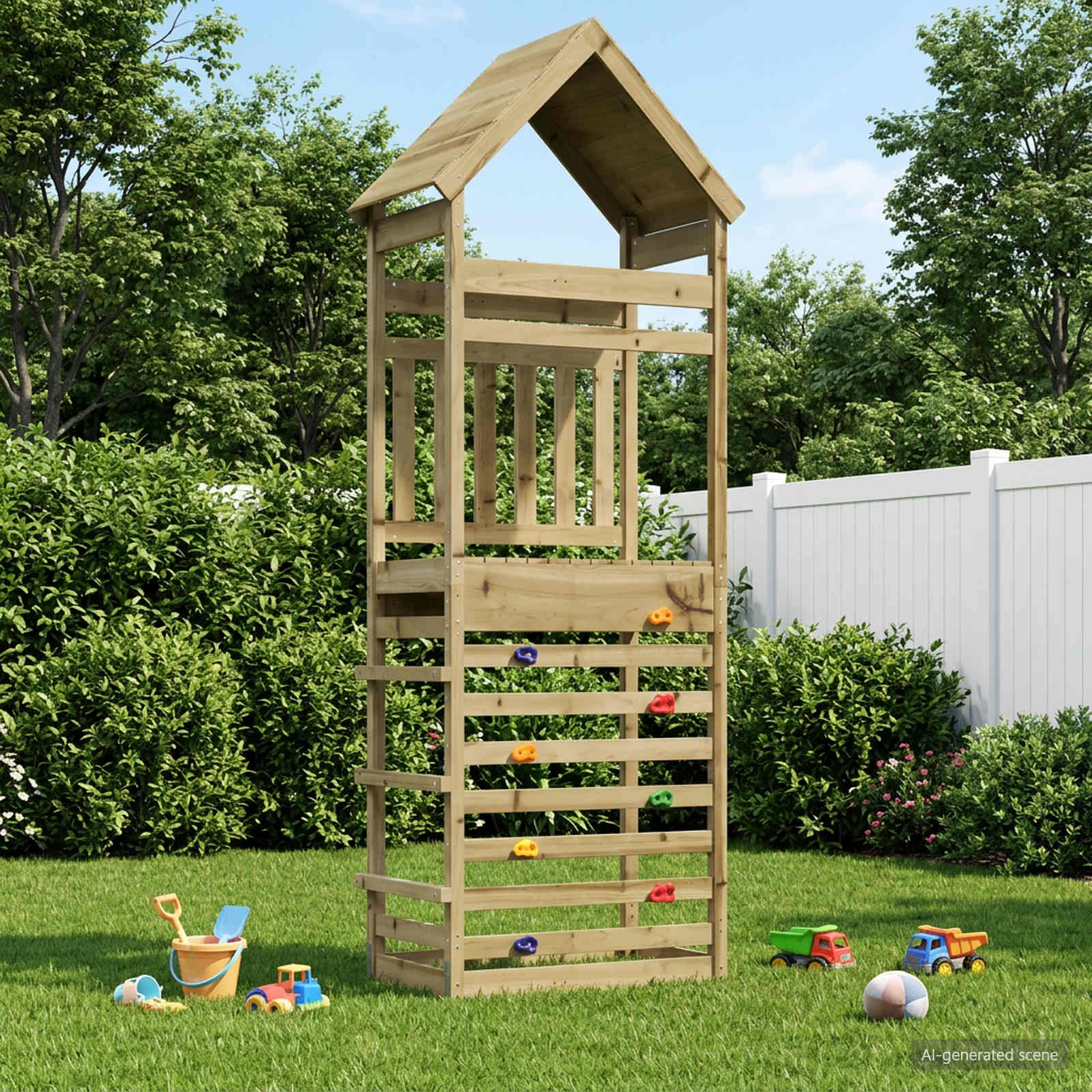vidaXL Outdoor Play Tower Natural Solid Impregnated Pinewood - Brown - 53 x 85 x 264 cm - 34572