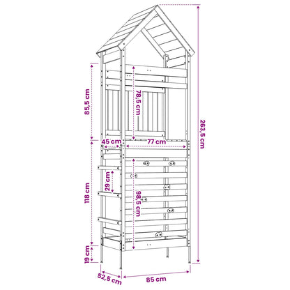 vidaXL Outdoor Play Tower Natural Solid Impregnated Pinewood - Brown - 53 x 85 x 264 cm - 34572