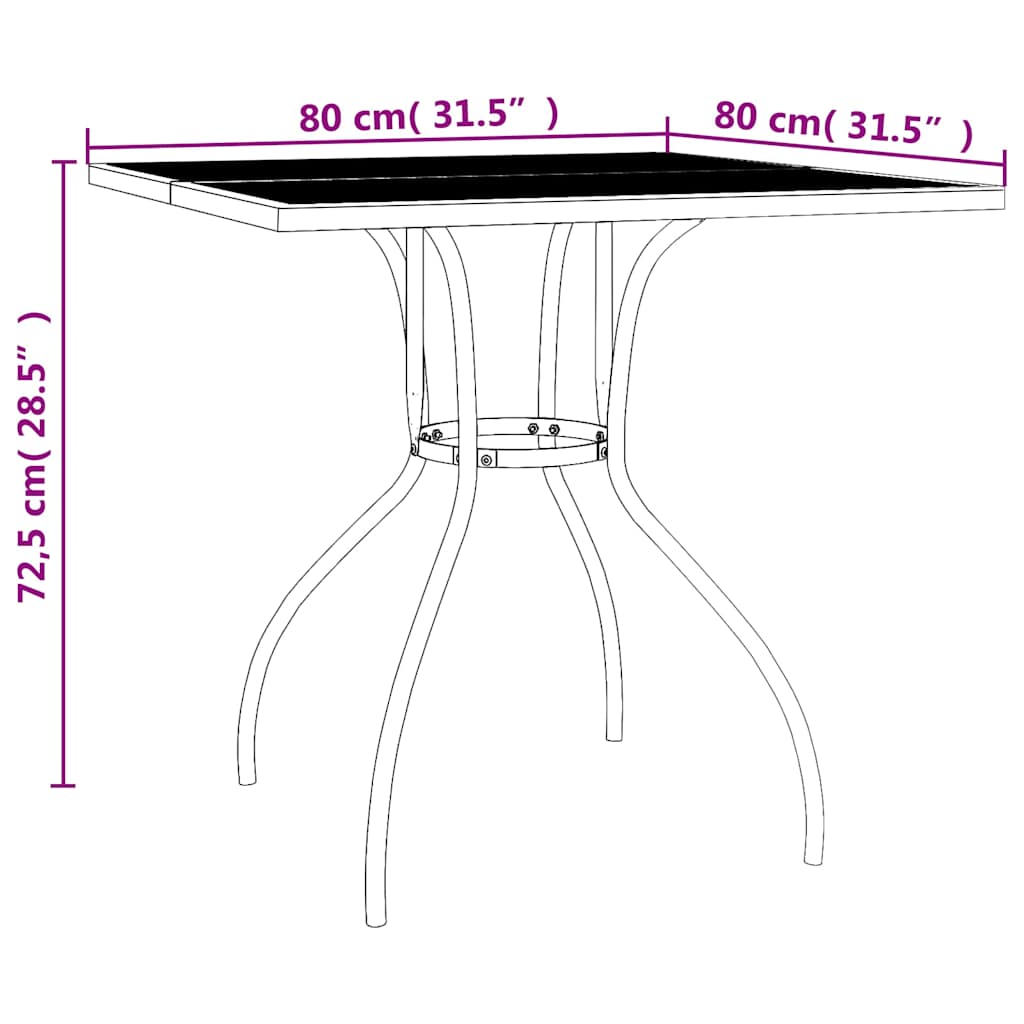 vidaXL Garden Table Anthracite 80x80x72.5 cm Steel Mesh