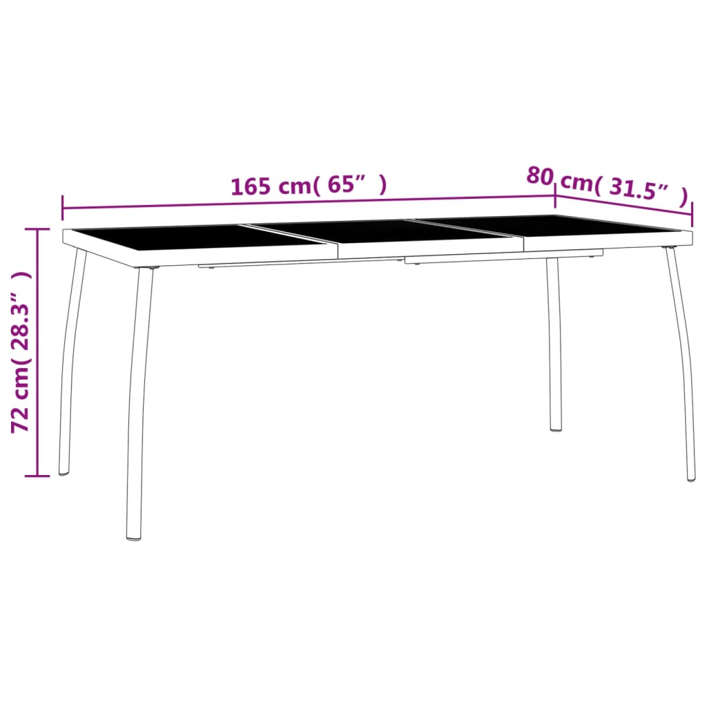 vidaXL Garden Table Anthracite 165x80x72 cm Steel Mesh