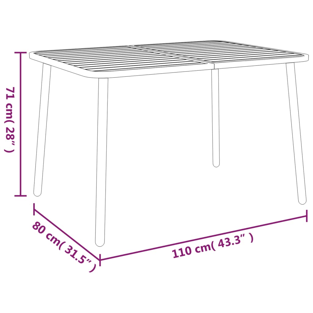 vidaXL Garden Table Anthracite 110x80x71 cm Steel