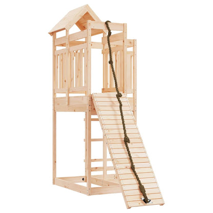 vidaXL Playhouse with Climbing Wall Solid Wood Pine - Brown