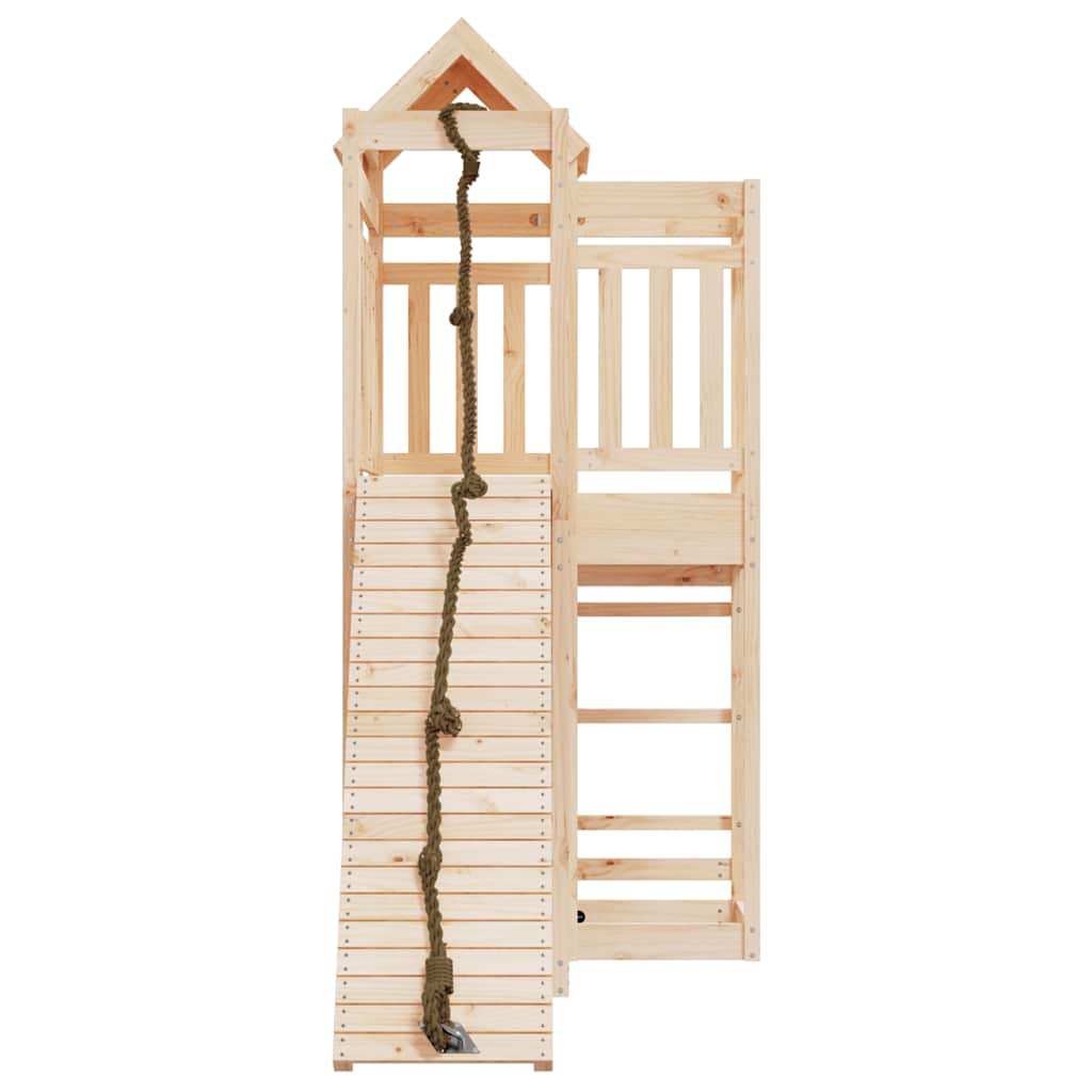 vidaXL Playhouse with Climbing Wall Solid Wood Pine - Brown