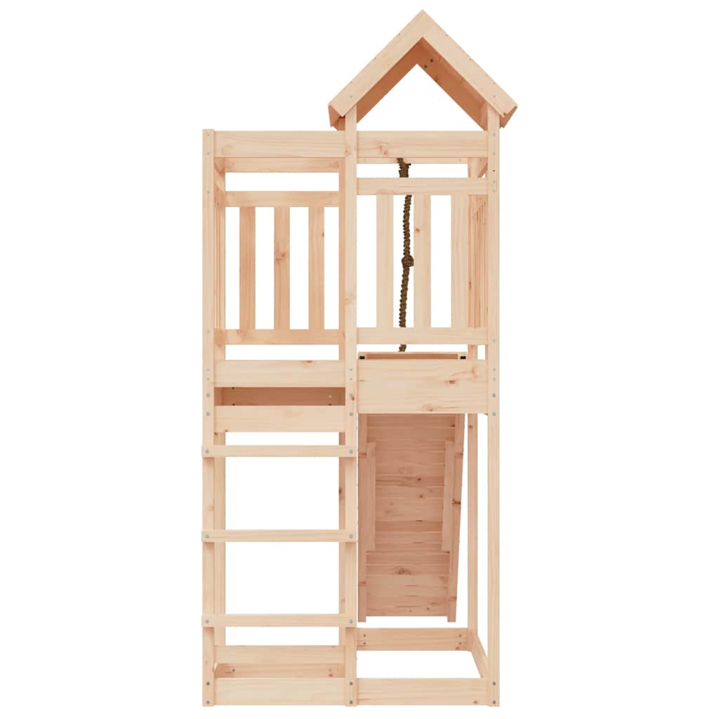 vidaXL Playhouse with Climbing Wall Solid Wood Pine - Brown