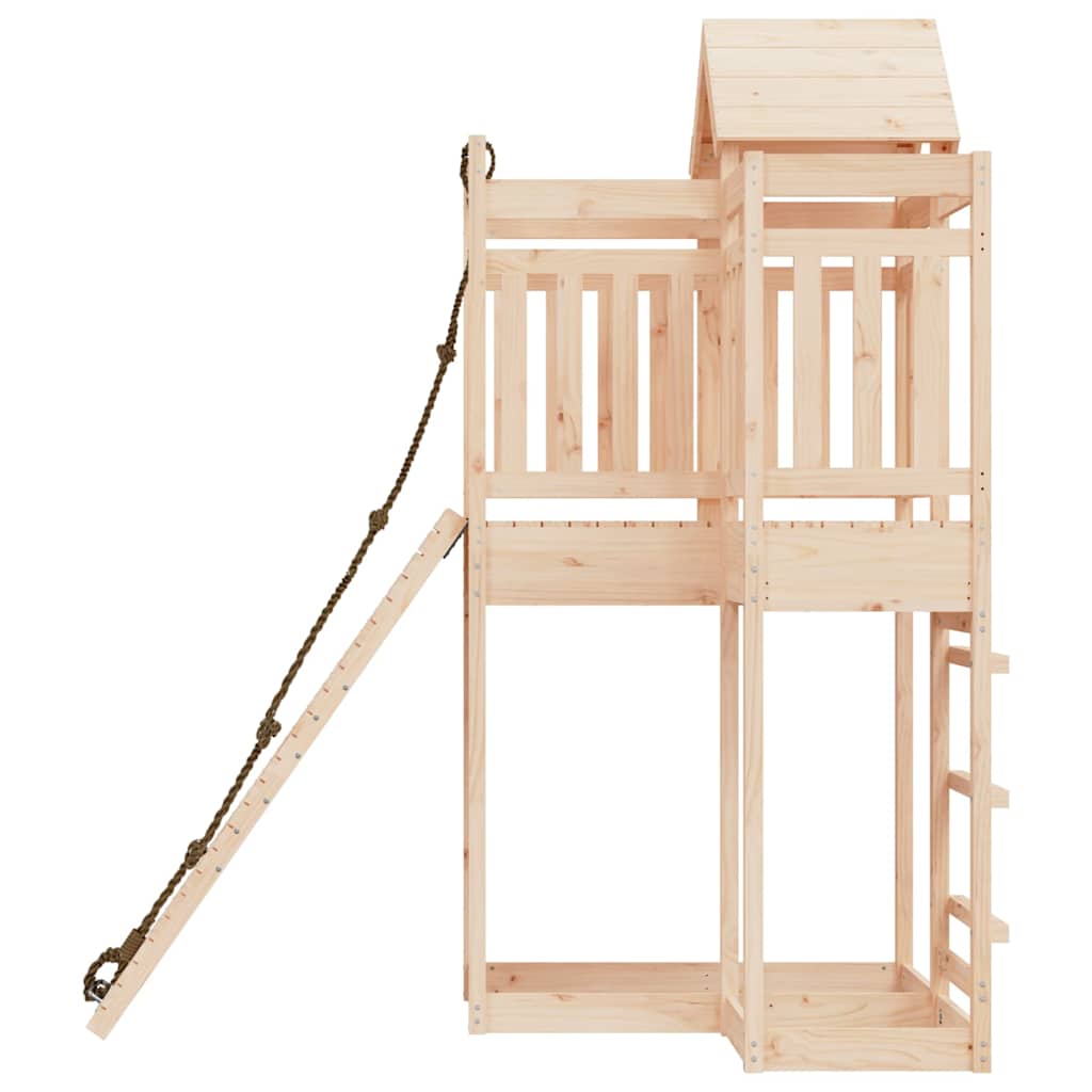 vidaXL Playhouse with Climbing Wall Solid Wood Pine - Brown