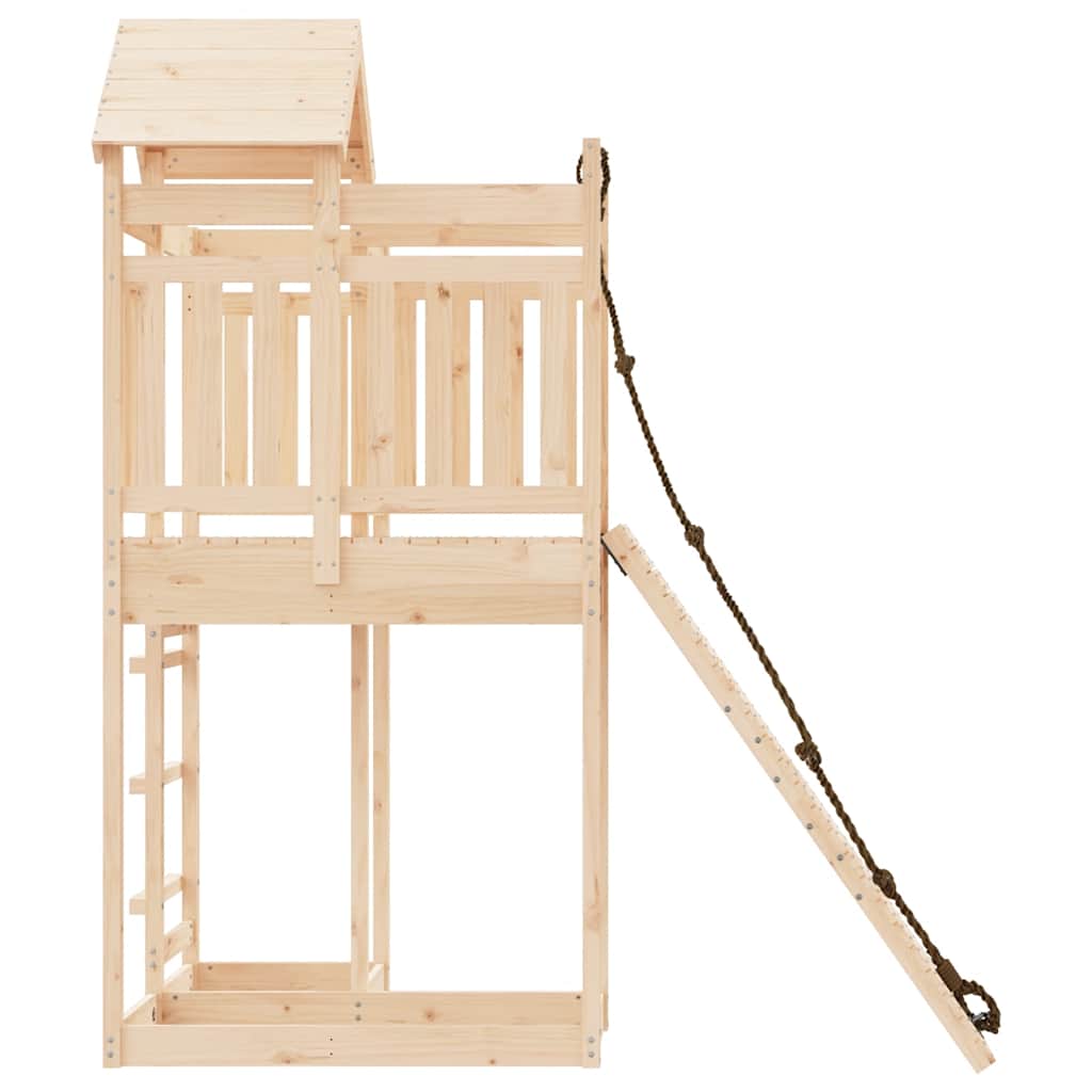 vidaXL Playhouse with Climbing Wall Solid Wood Pine - Brown