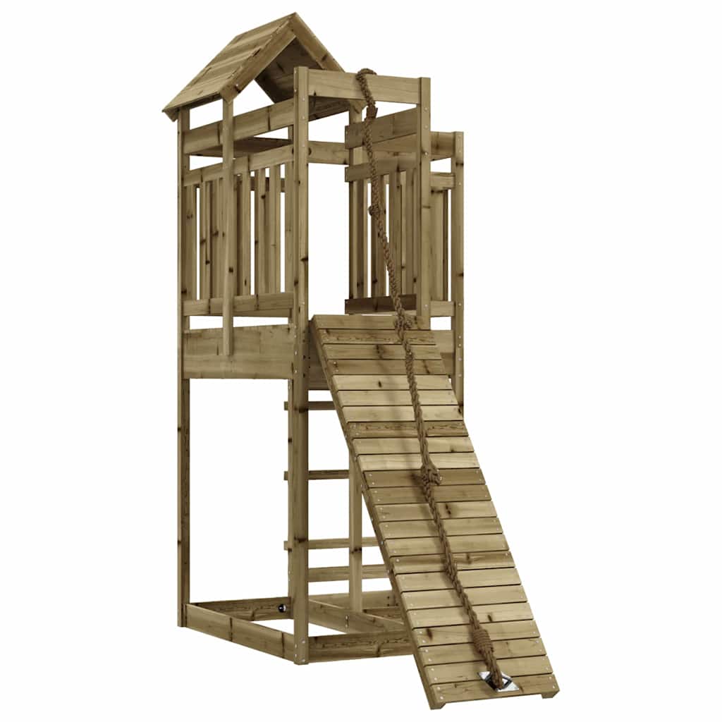 vidaXL Playhouse with Climbing Wall Impregnated Wood Pine - Brown - 32983