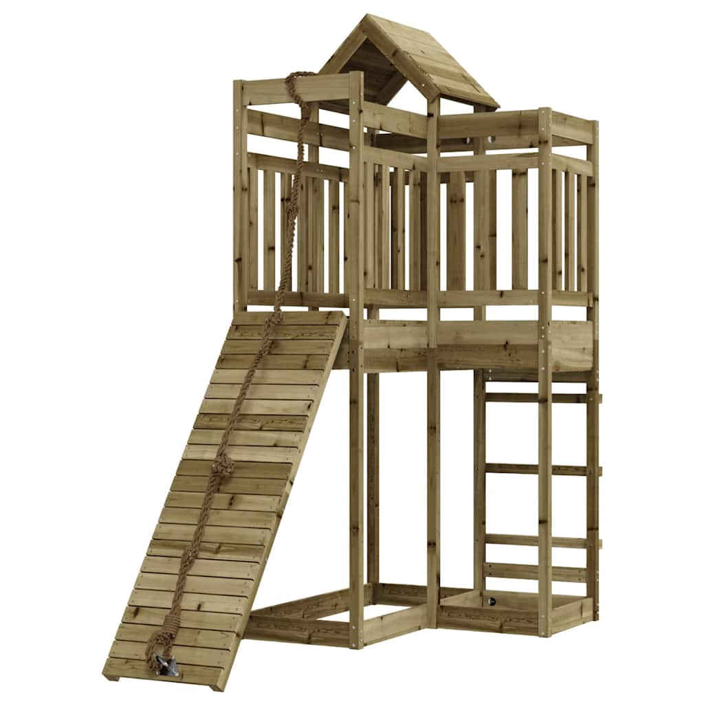 vidaXL Playhouse with Climbing Wall Impregnated Wood Pine - Brown - 32983