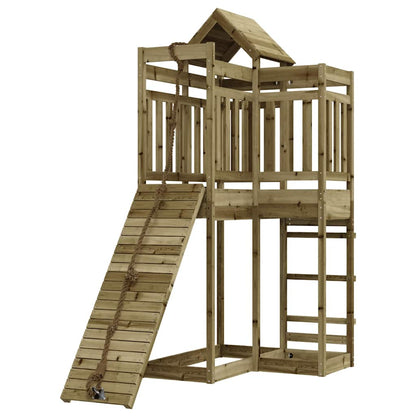 vidaXL Playhouse with Climbing Wall Impregnated Wood Pine - Brown - 32983
