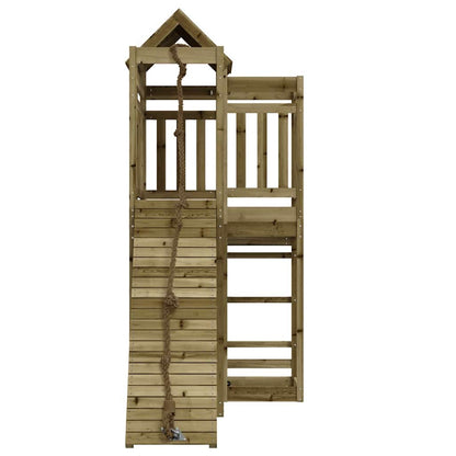 vidaXL Playhouse with Climbing Wall Impregnated Wood Pine - Brown - 32983