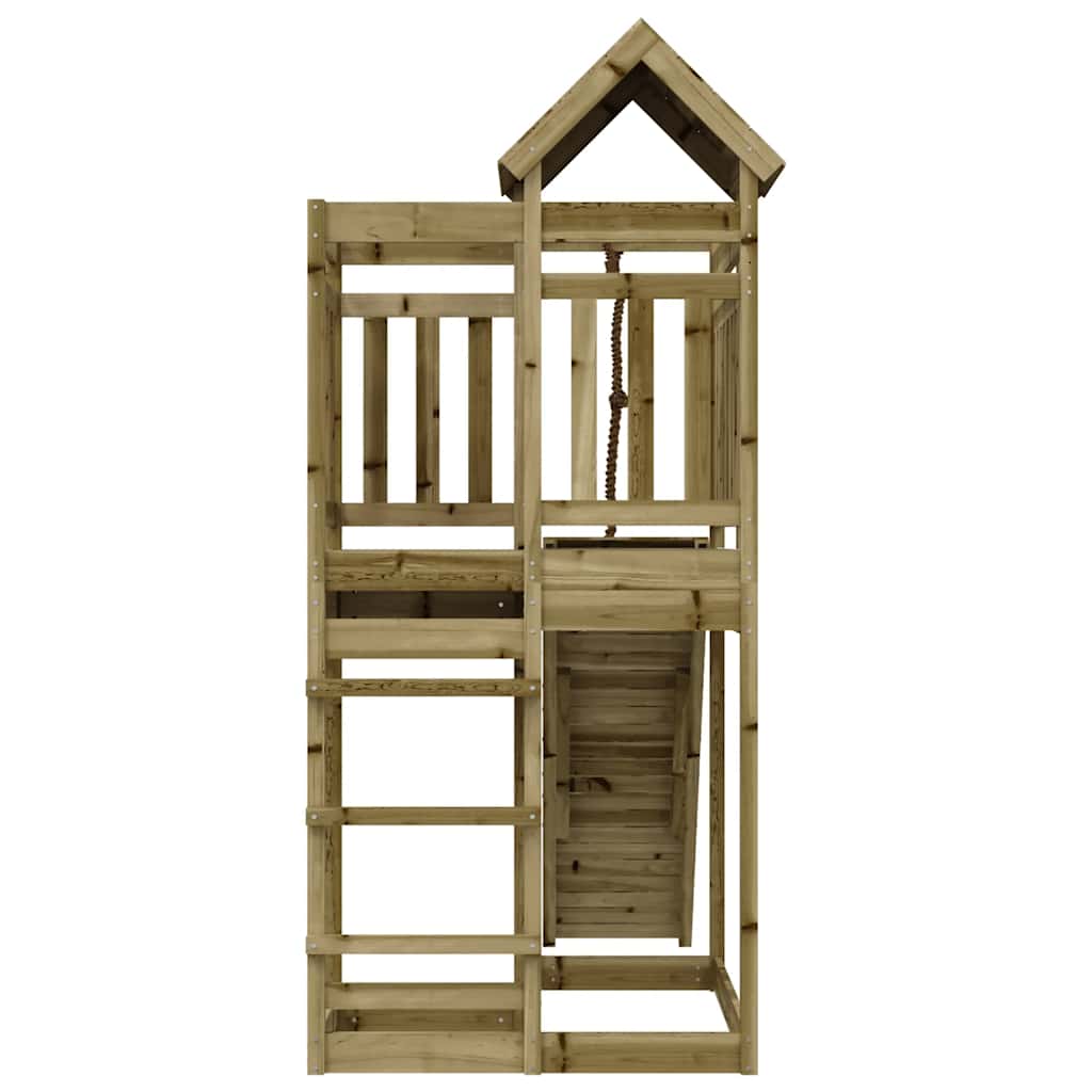vidaXL Playhouse with Climbing Wall Impregnated Wood Pine - Brown - 32983
