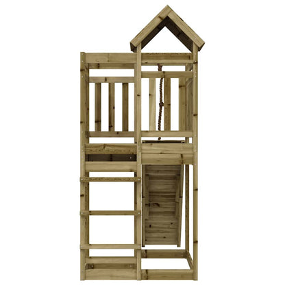 vidaXL Playhouse with Climbing Wall Impregnated Wood Pine - Brown - 32983