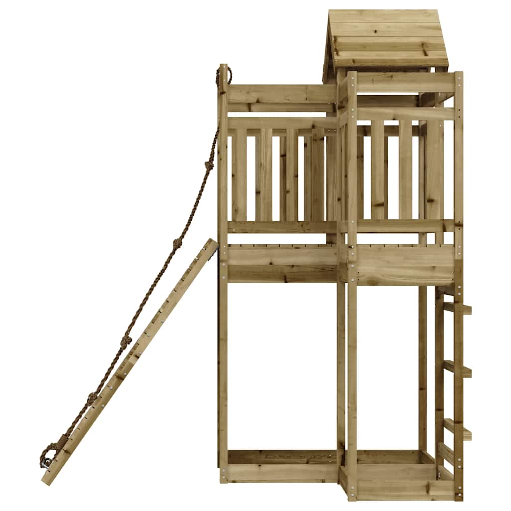 vidaXL Playhouse with Climbing Wall Impregnated Wood Pine - Brown - 32983