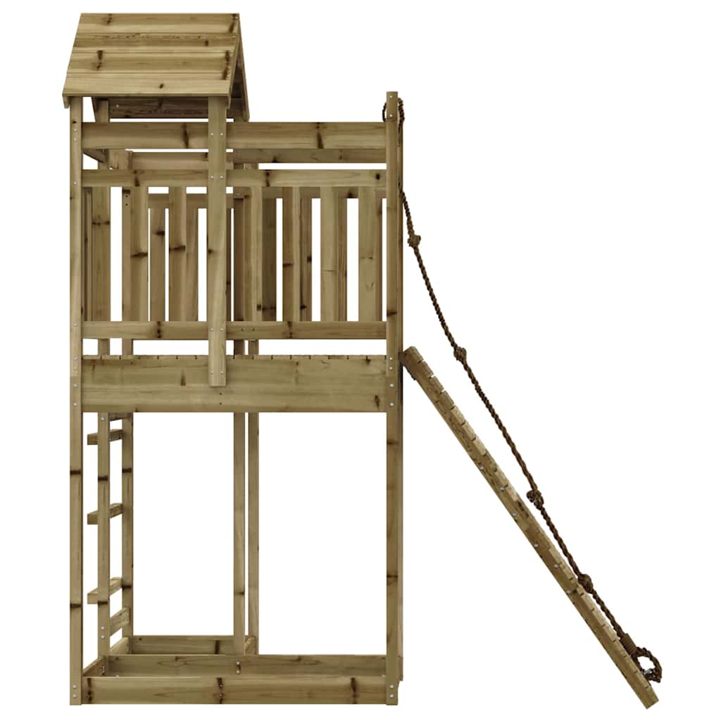 vidaXL Playhouse with Climbing Wall Impregnated Wood Pine - Brown - 32983