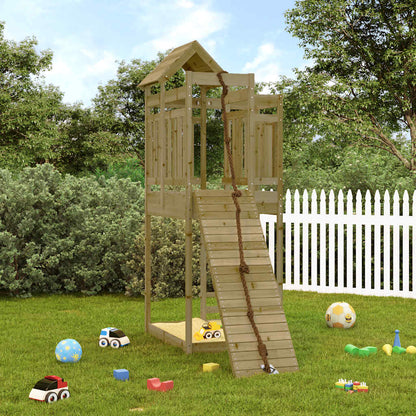vidaXL Playhouse with Climbing Wall Impregnated Wood Pine - Brown - 32983