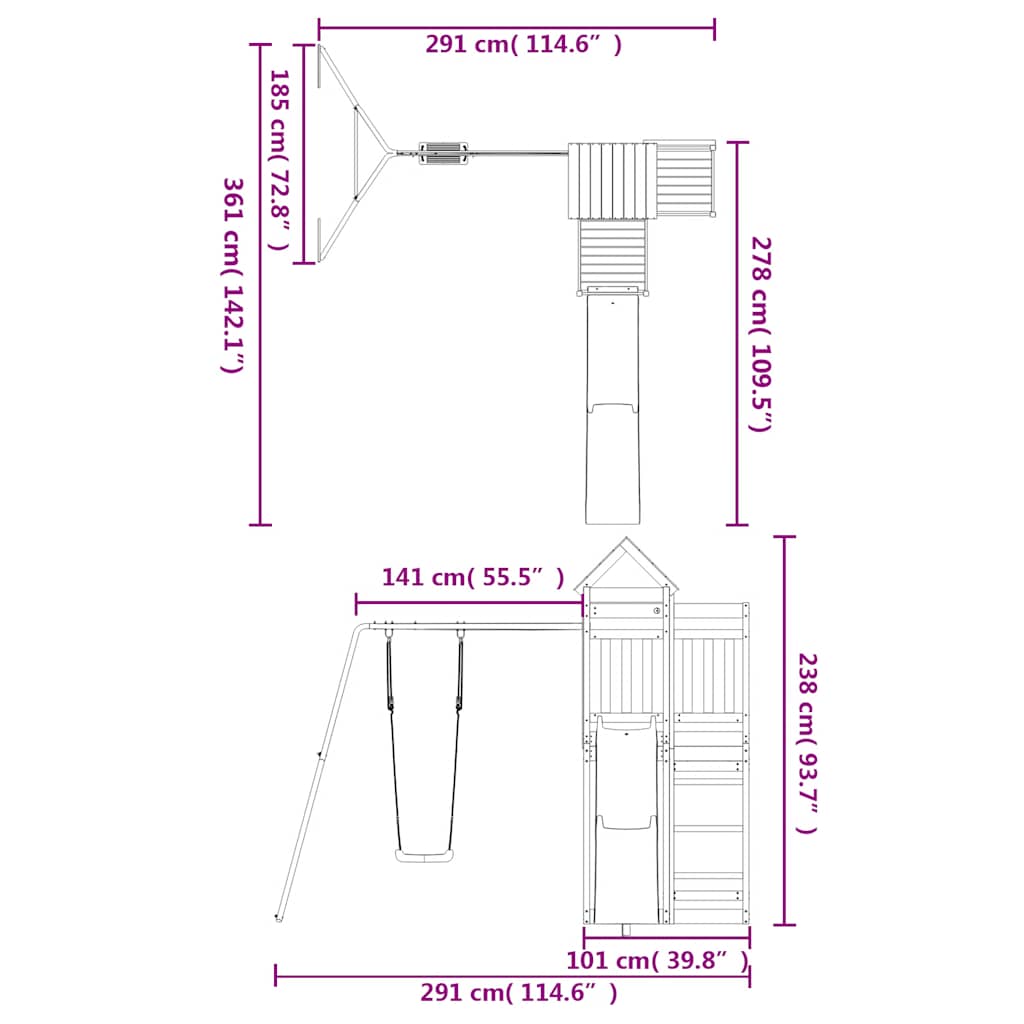 vidaXL Outdoor Playset Impregnated Wood Pine - Brown - 33022