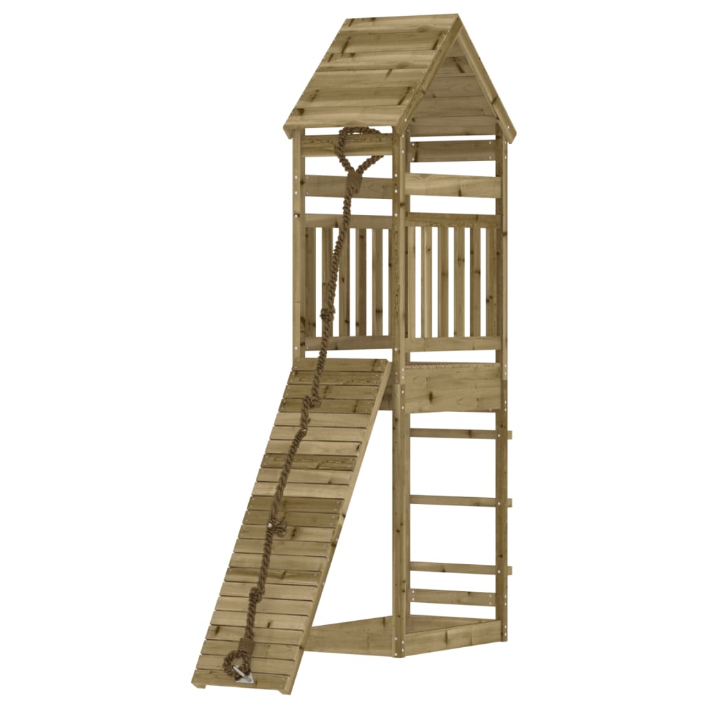 vidaXL Playhouse with Climbing Wall Impregnated Wood Pine - Brown - 33058