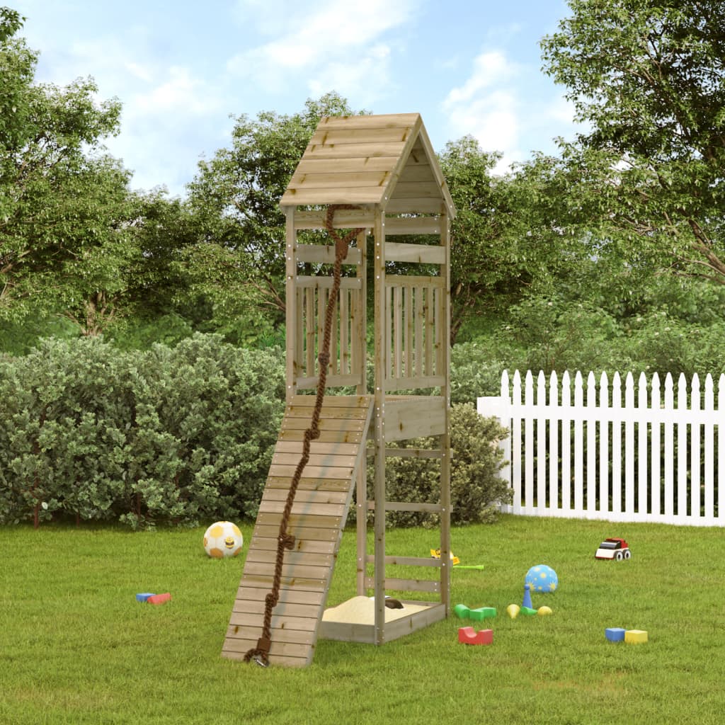vidaXL Playhouse with Climbing Wall Impregnated Wood Pine - Brown - 33058
