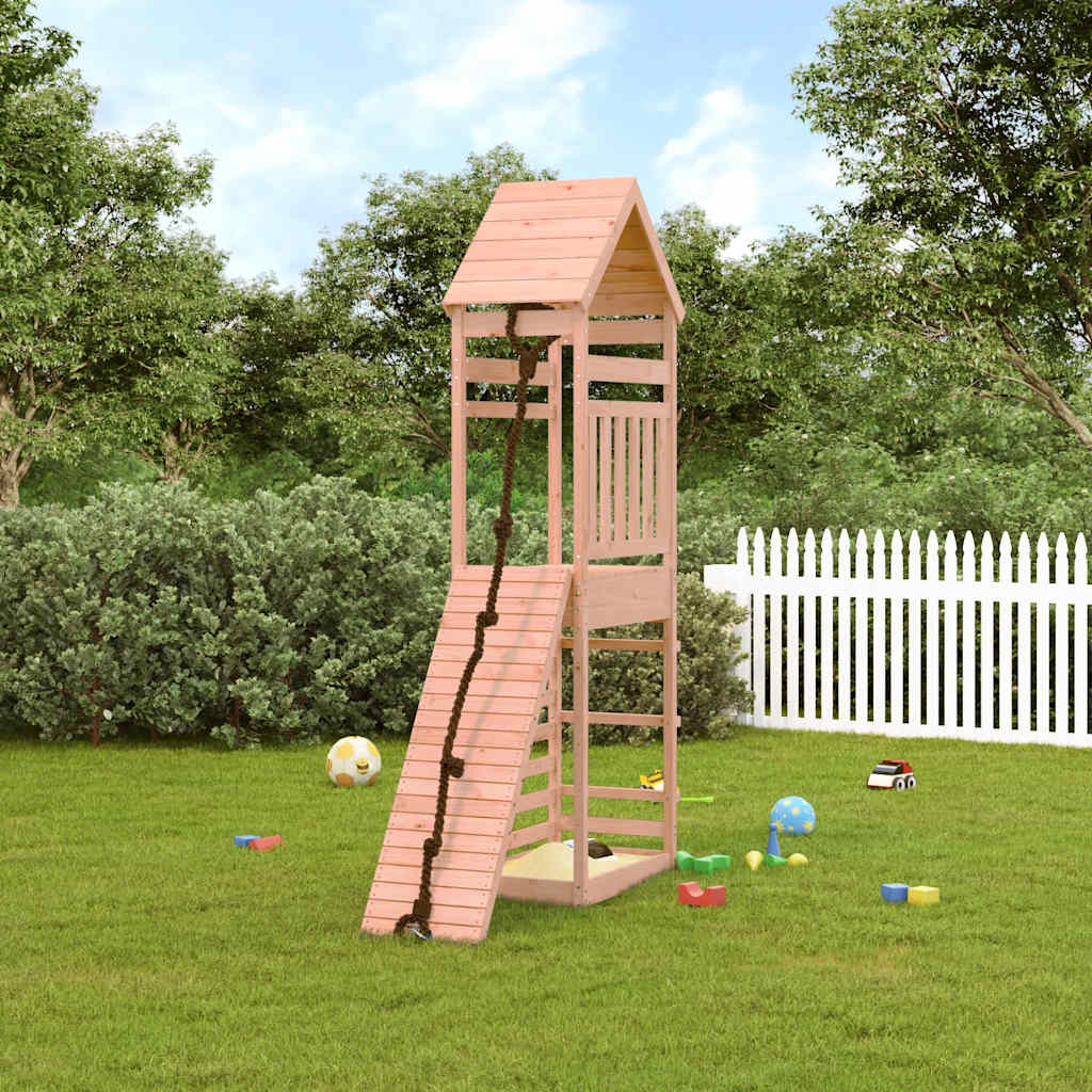 vidaXL Playhouse with Climbing Wall Solid Wood Douglas - Brown - 33080
