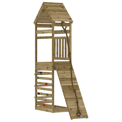 vidaXL Playhouse with Climbing Wall Impregnated Wood Pine - Brown - 33084