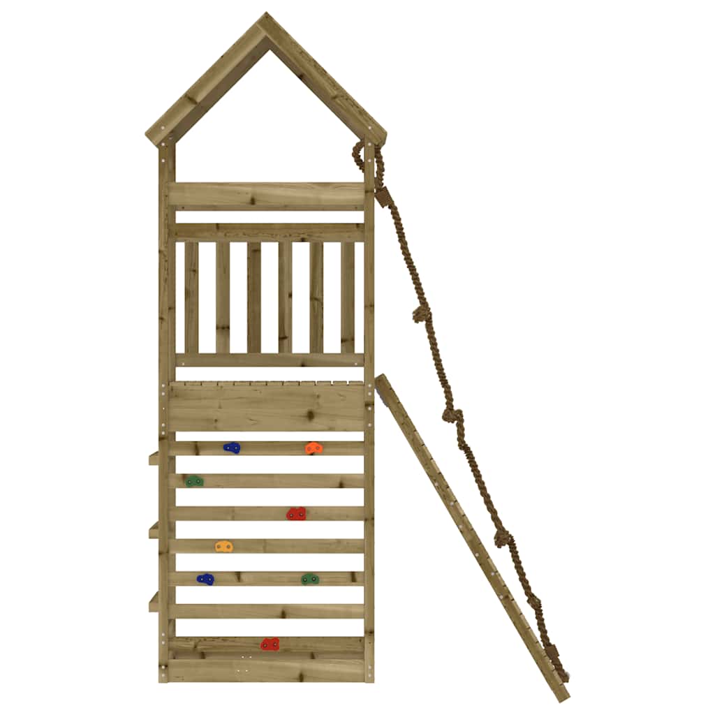 vidaXL Playhouse with Climbing Wall Impregnated Wood Pine - Brown - 33084