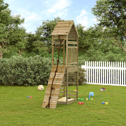vidaXL Playhouse with Climbing Wall Impregnated Wood Pine - Brown - 33084