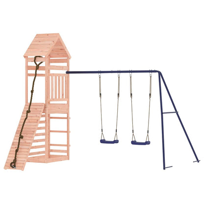 vidaXL Outdoor Playset | Natural wood and blue | Solid Douglas Fir wood | Large - Brown