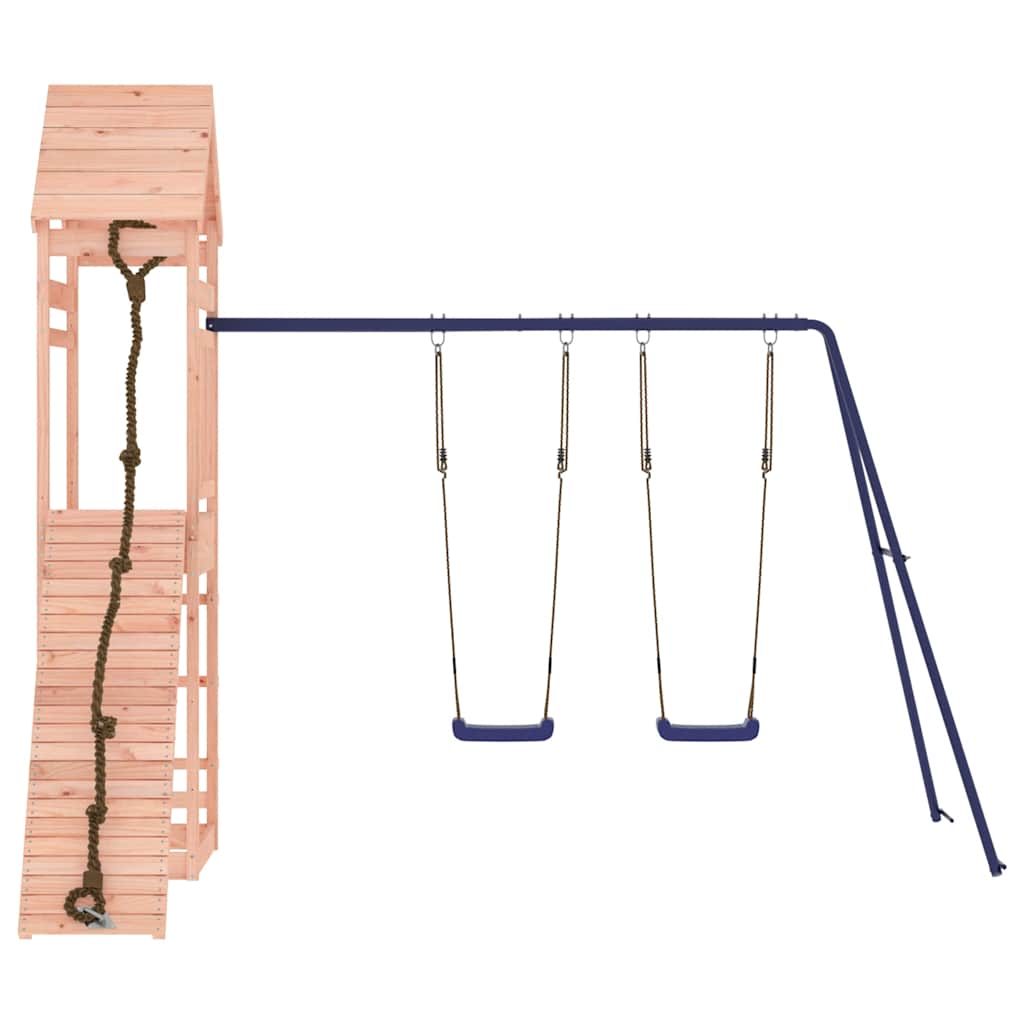 vidaXL Outdoor Playset | Natural wood and blue | Solid Douglas Fir wood | Large - Brown