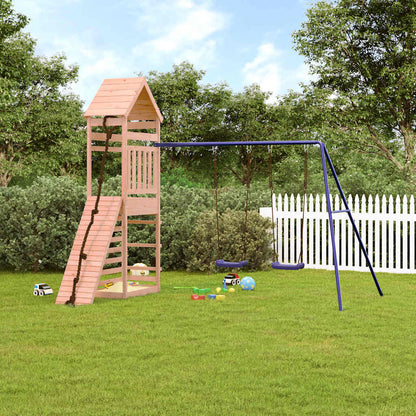 vidaXL Outdoor Playset | Natural wood and blue | Solid Douglas Fir wood | Large - Brown