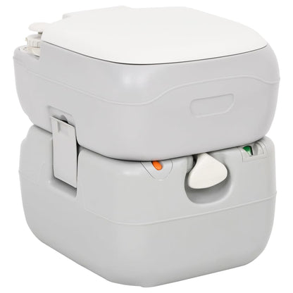 vidaXL Portable Camping Toilet Grey and White 22+12 L HDPE - 41.5 x 36.5 x 42 cm