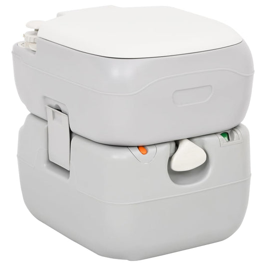 vidaXL Portable Camping Toilet Grey and White 22+12 L HDPE - 41.5 x 36.5 x 42 cm