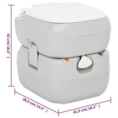 vidaXL Portable Camping Toilet Grey and White 22+12 L HDPE - 41.5 x 36.5 x 42 cm