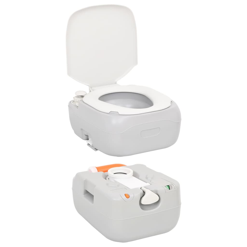 vidaXL Portable Camping Toilet Grey and White 22+12 L HDPE - 41.5 x 36.5 x 42 cm