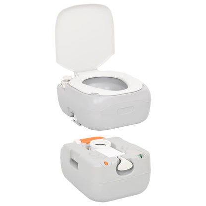 vidaXL Portable Camping Toilet Grey and White 22+12 L HDPE - 41.5 x 36.5 x 42 cm