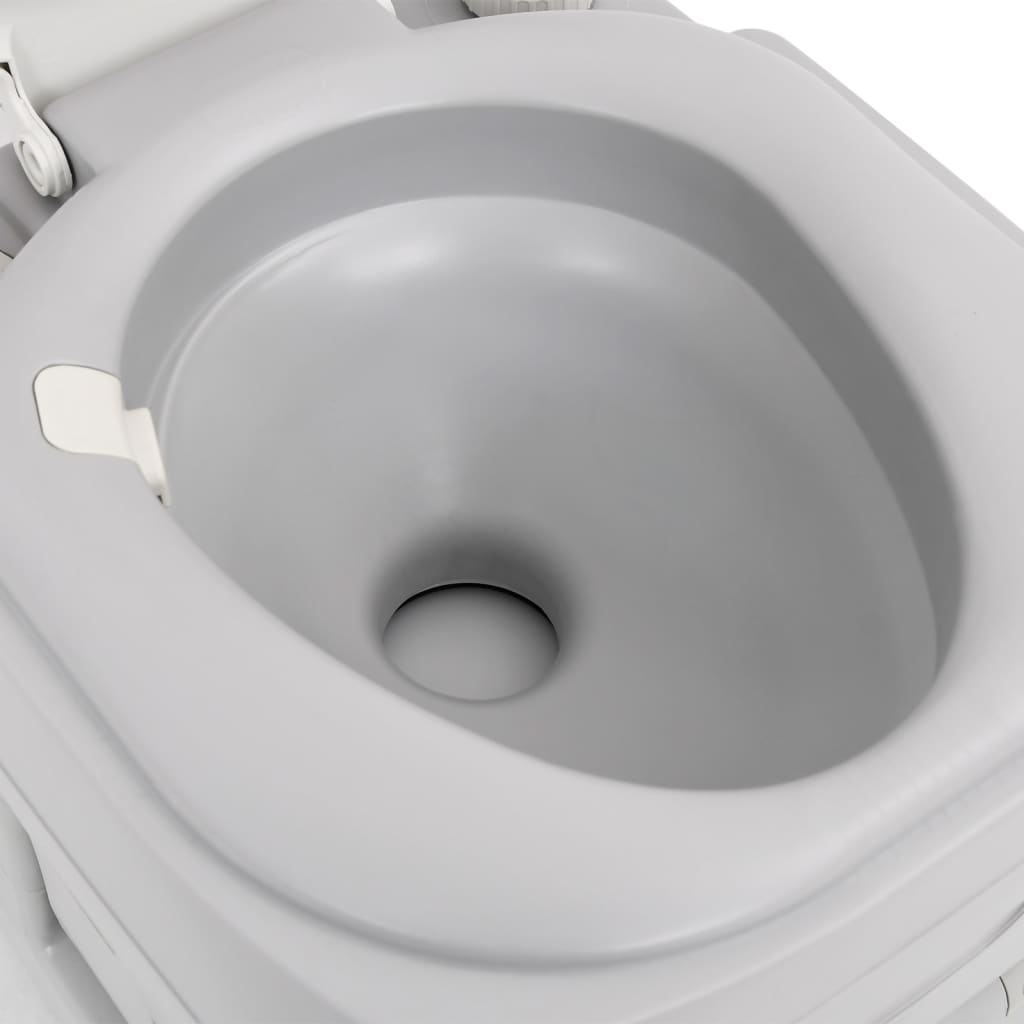 vidaXL Portable Camping Toilet Grey and White 22+12 L HDPE - 41.5 x 36.5 x 42 cm