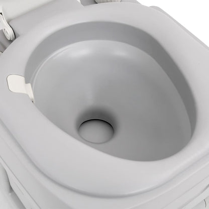 vidaXL Portable Camping Toilet Grey and White 22+12 L HDPE - 41.5 x 36.5 x 42 cm