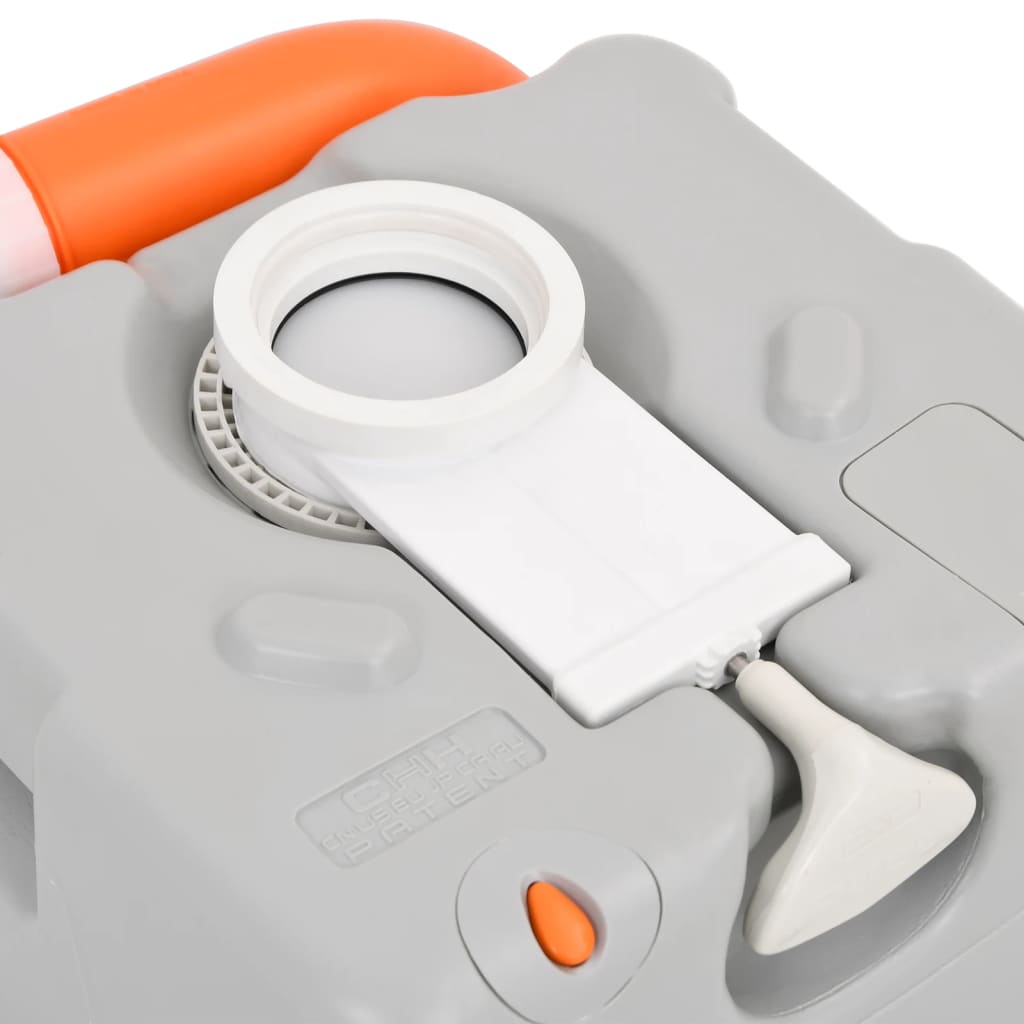 vidaXL Portable Camping Toilet Grey and White 22+12 L HDPE - 41.5 x 36.5 x 42 cm