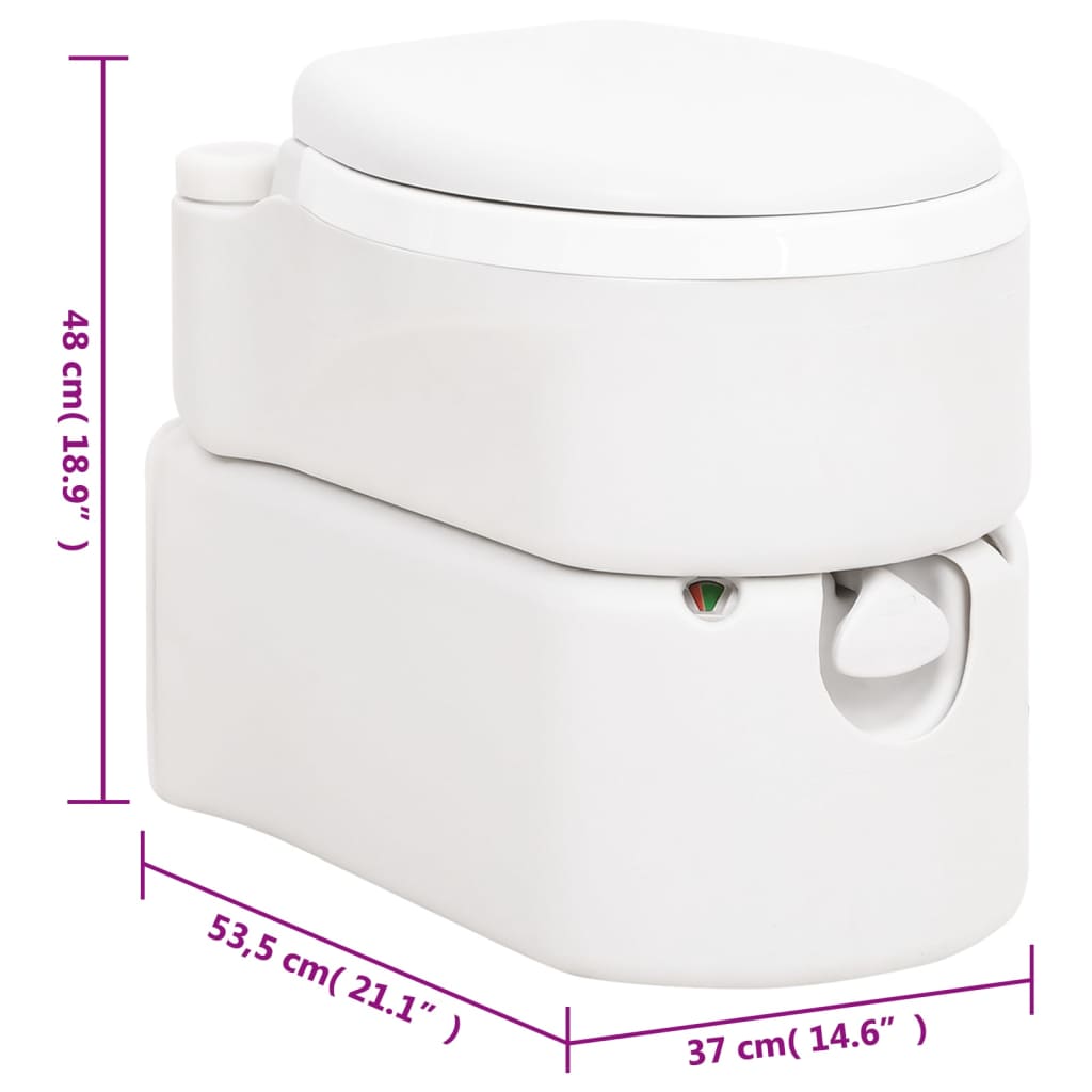 vidaXL Integrated Camping Toilet White 24+17 L HDPE&PP - 53.5 x 37 x 48 cm